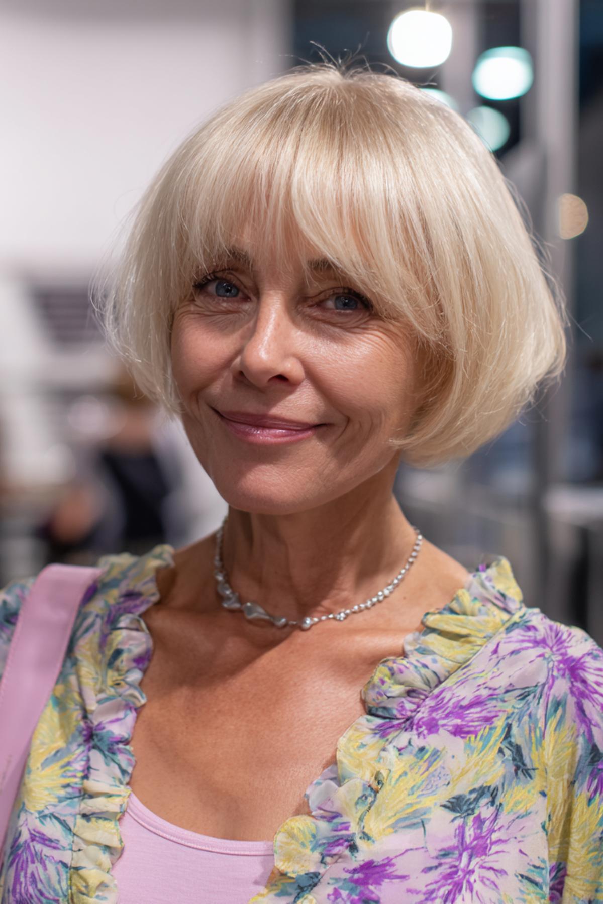 Blonde Rounded Bob With Bangs