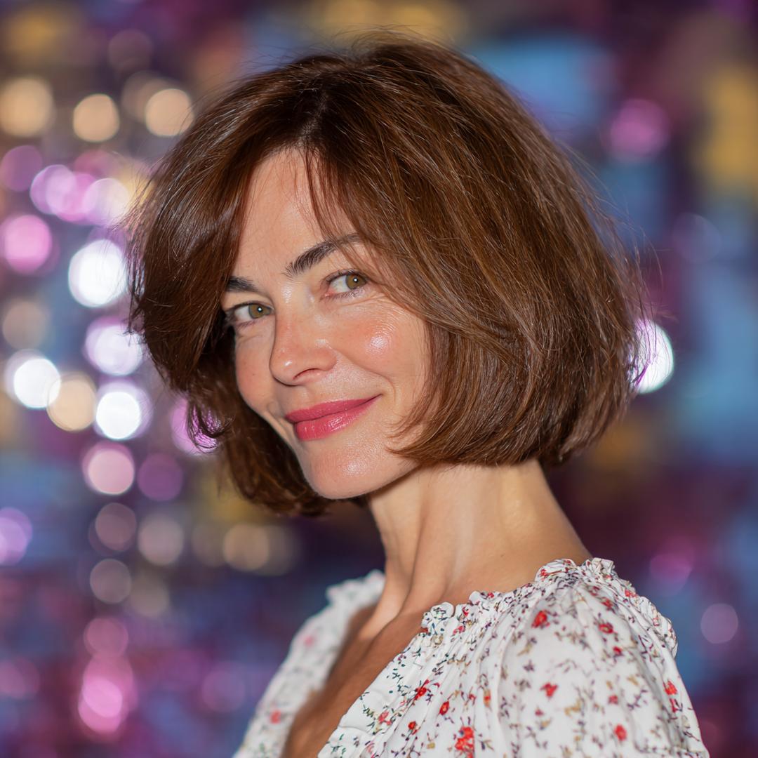 Chestnut Bob With Side Fringe