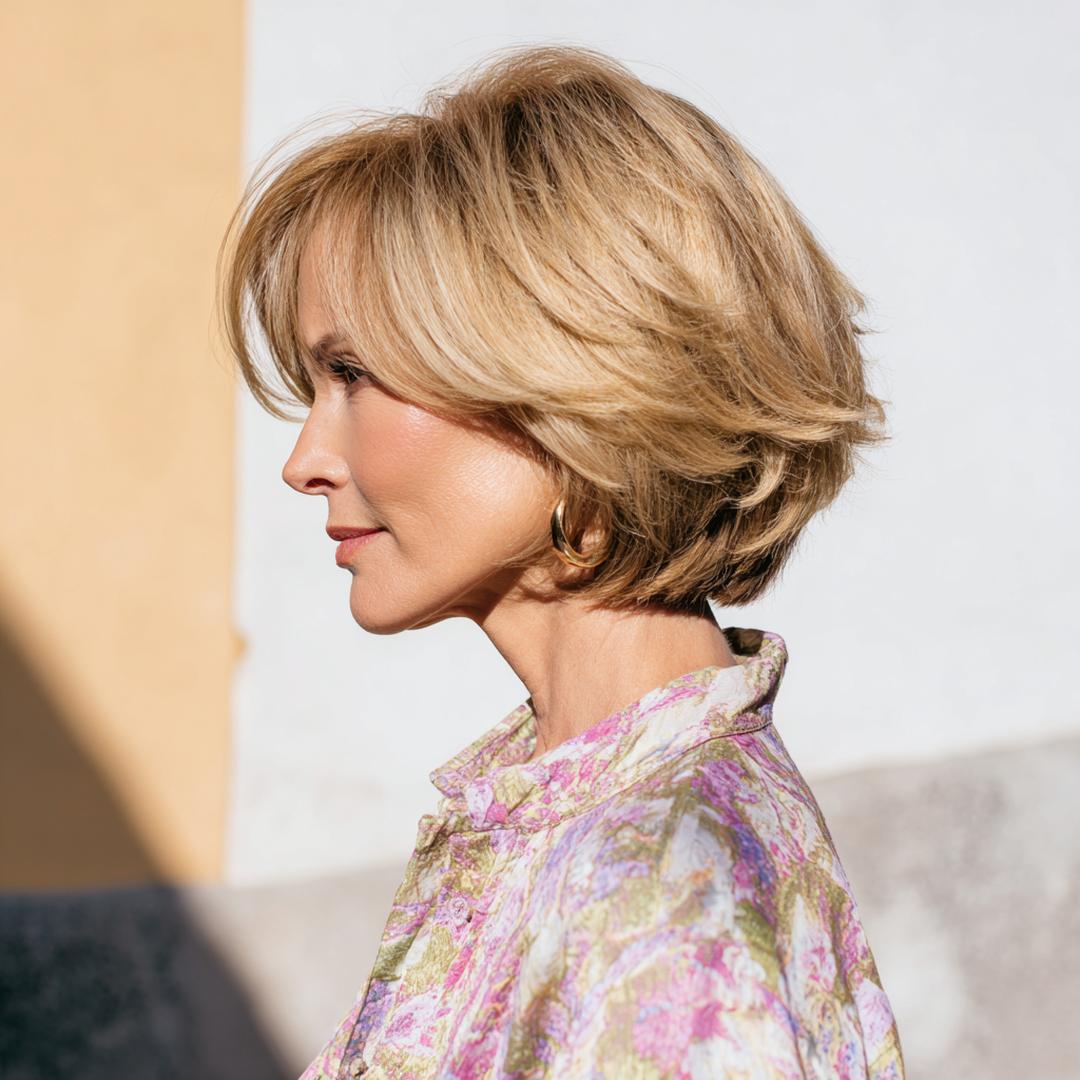 Layered Blonde Bob Side Part