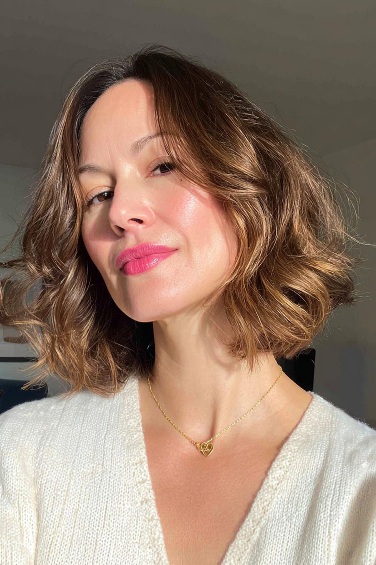 Textured Brown Wavy Bob