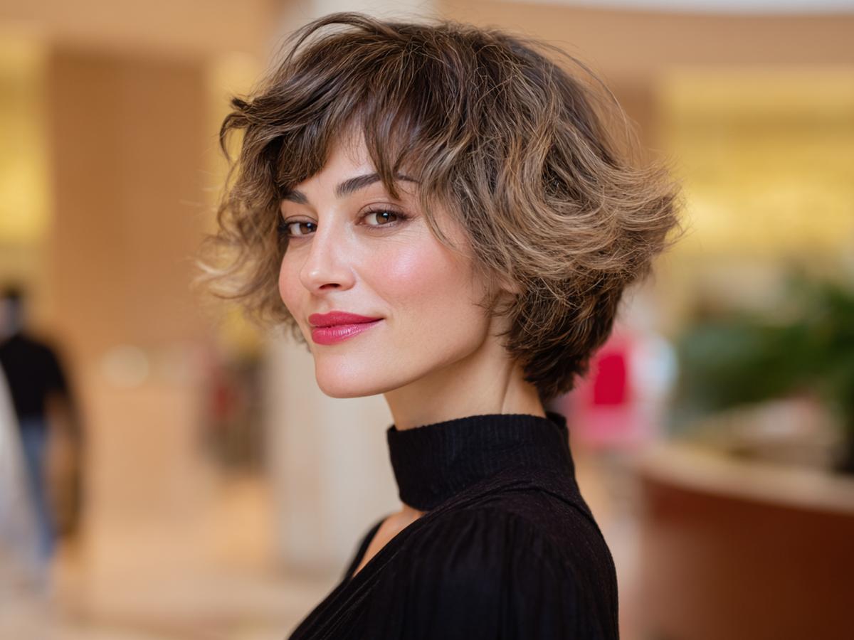 Tousled Layered Bob With Bangs