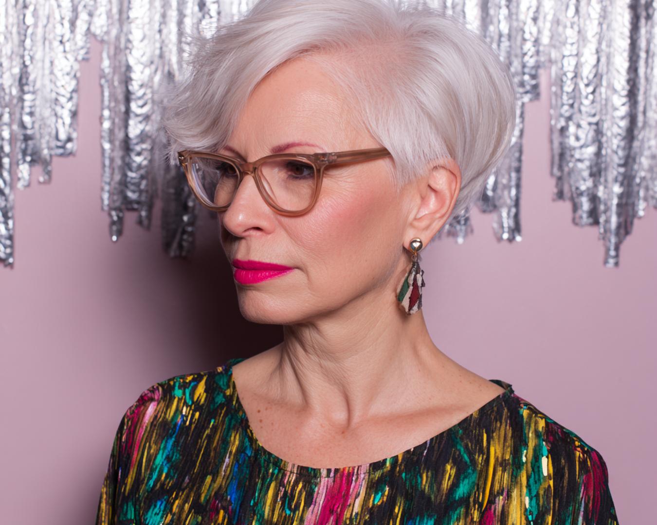 Side Swept White Bob