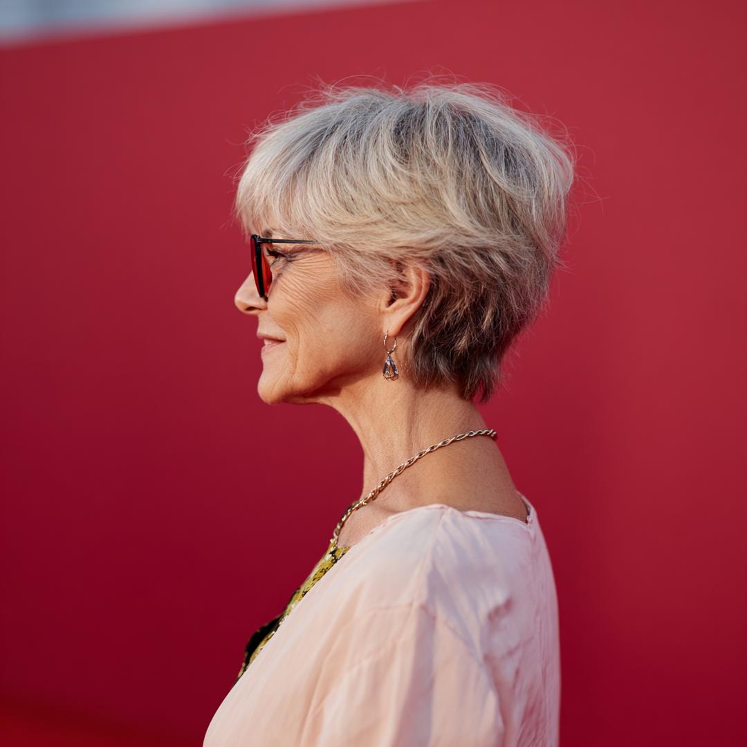 Short Layered Gray Pixie