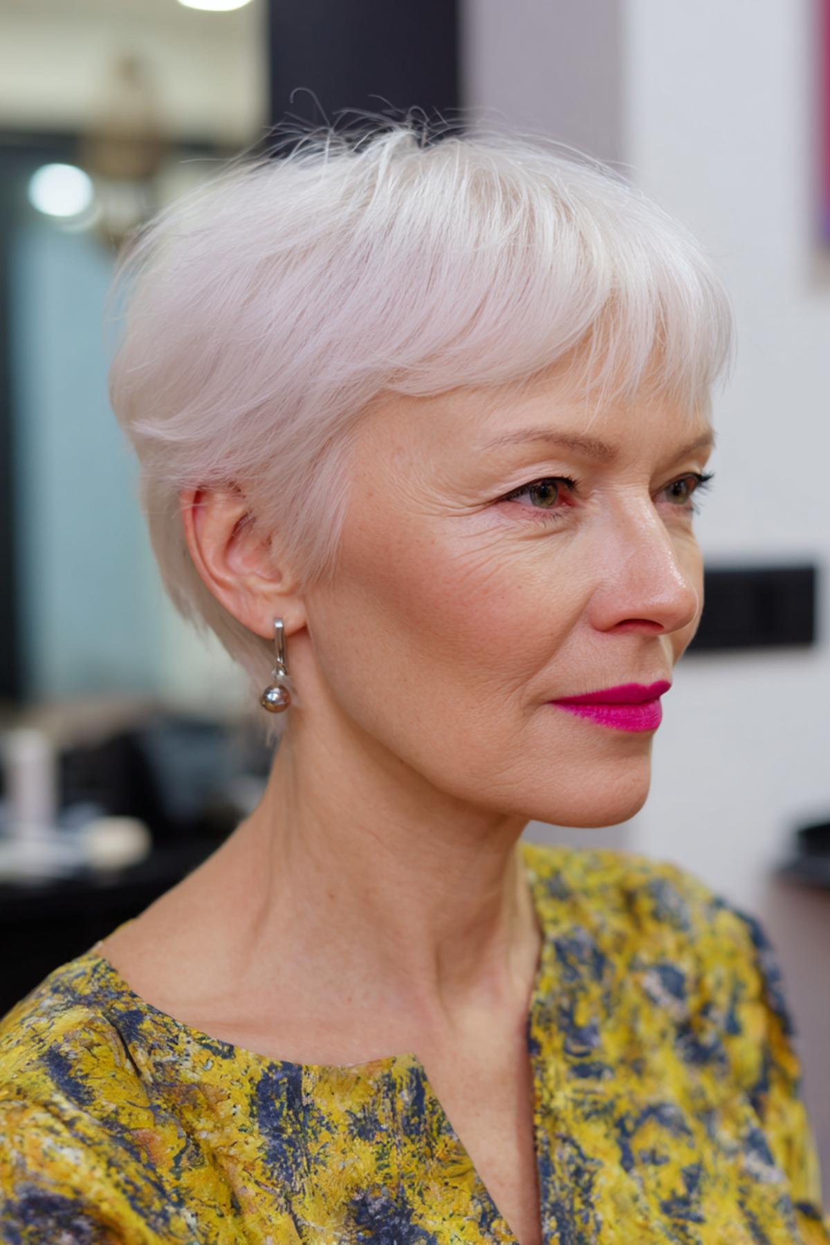 Short White Pixie With Bangs