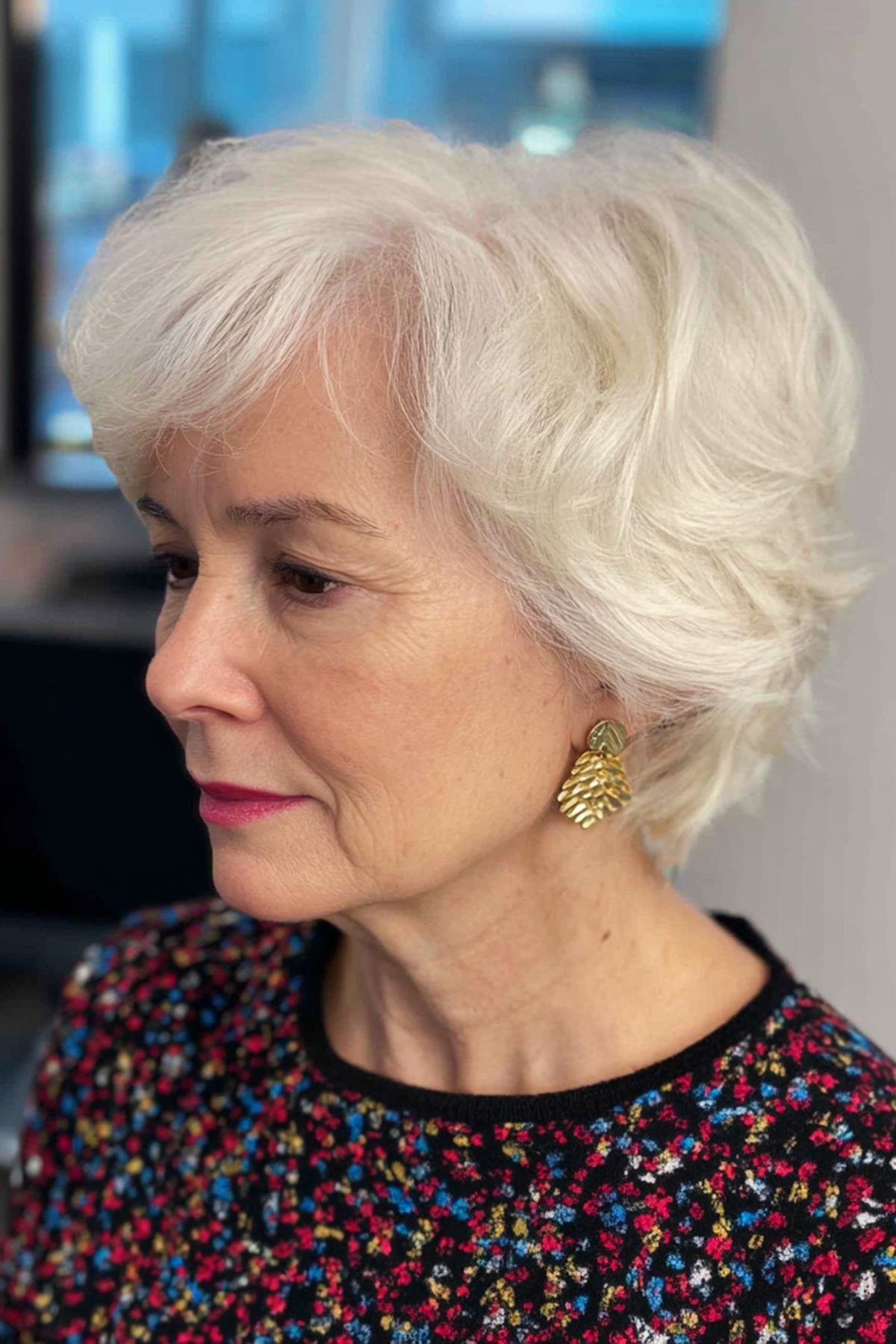 Wavy White Layered Bob