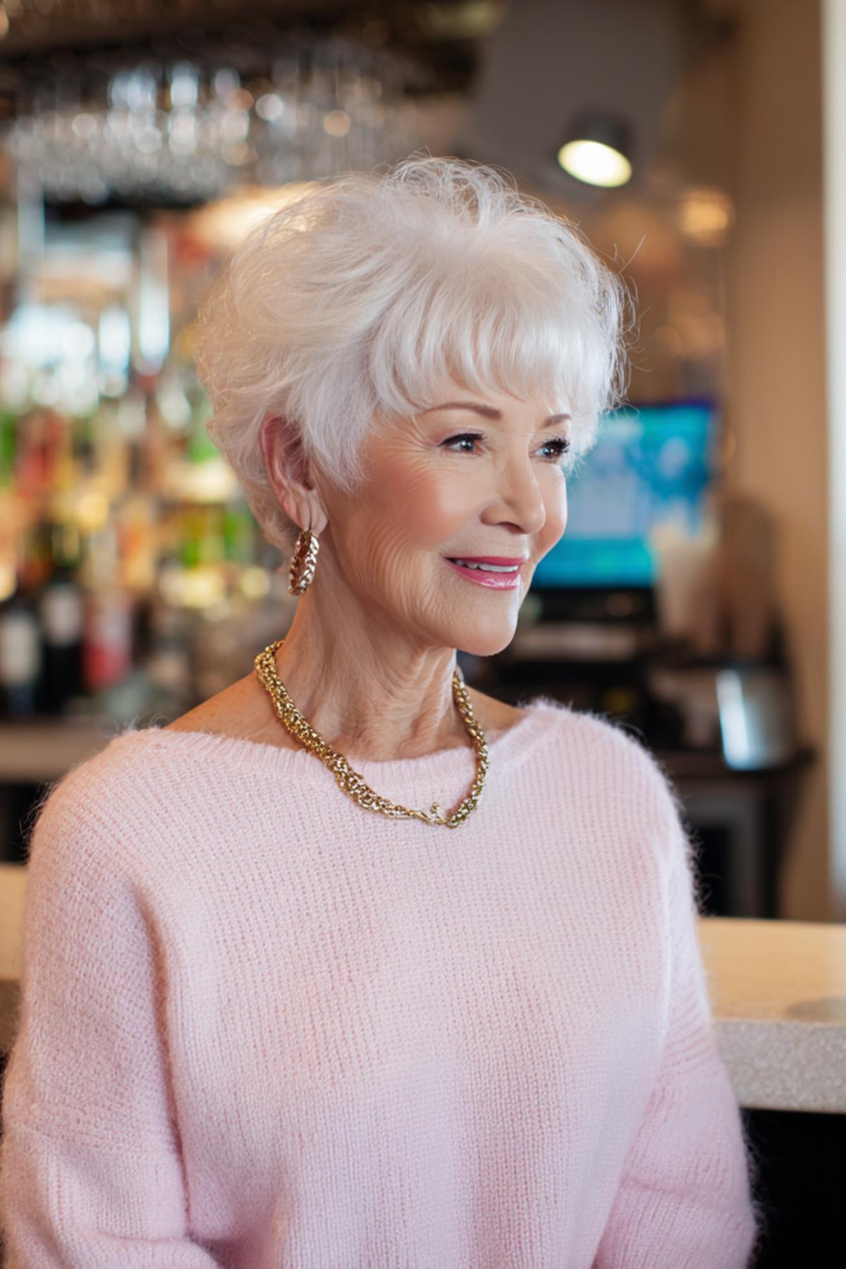 Curly White Short Crop