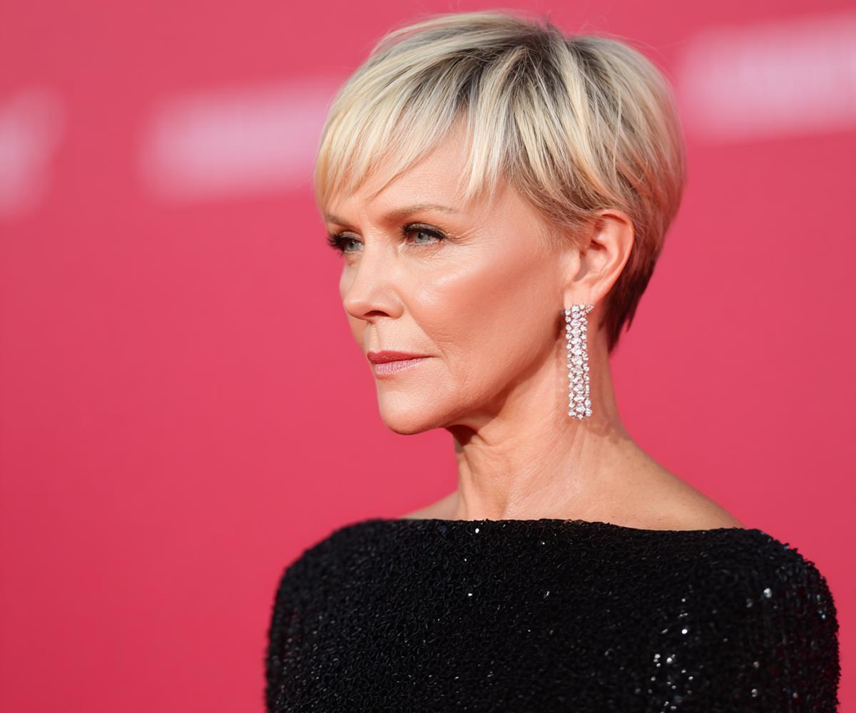 Short Blonde Pixie With Fringe