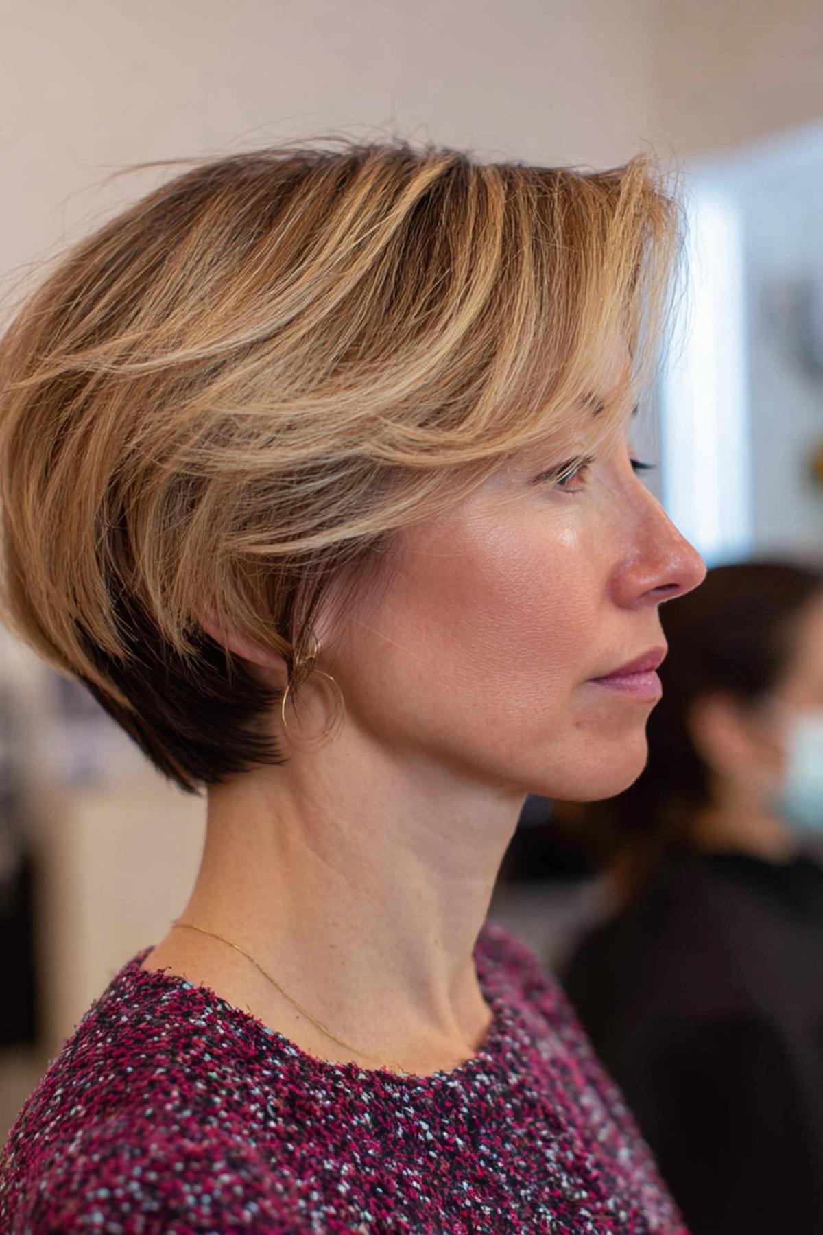 Blonde Layered Bob With Volume