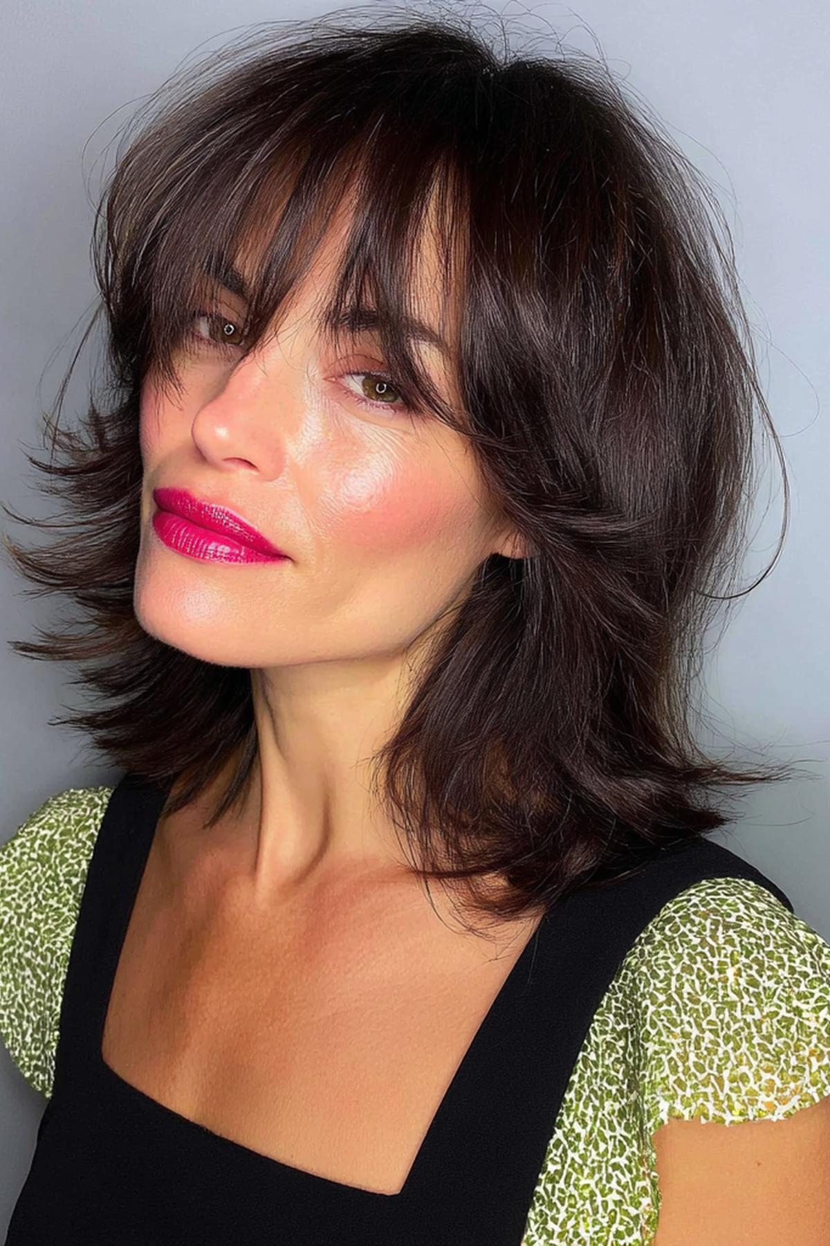 Medium Shag With Curtain Bangs