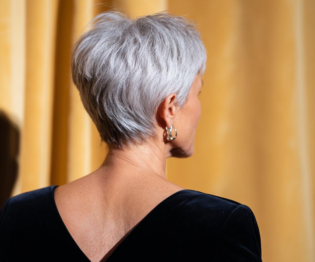 Layered Silver Pixie Cut