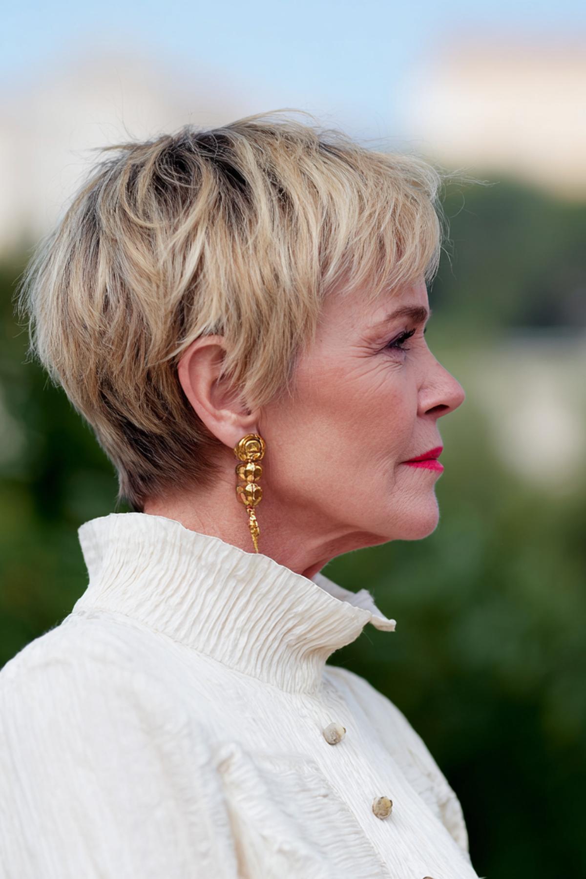 Tousled Blonde Pixie Cut