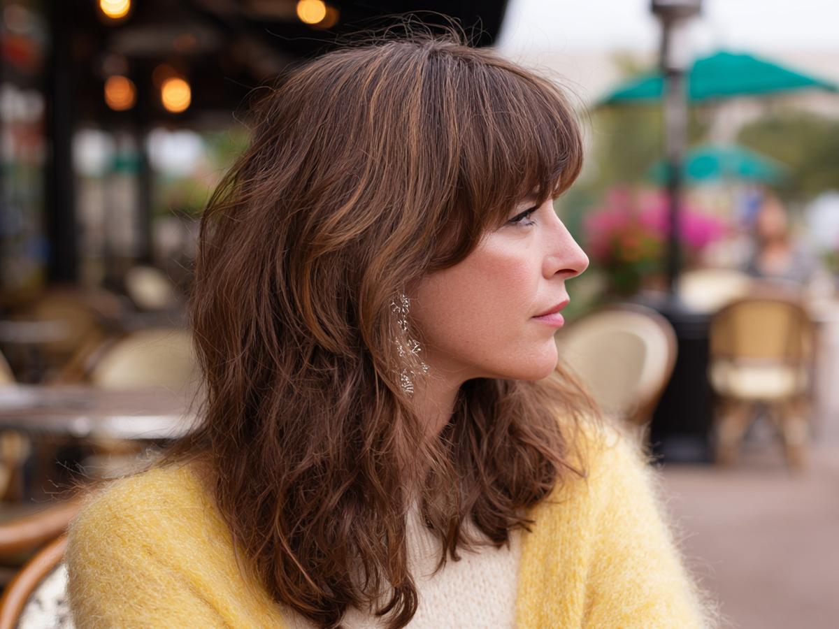 Brown Long Waves With Bangs
