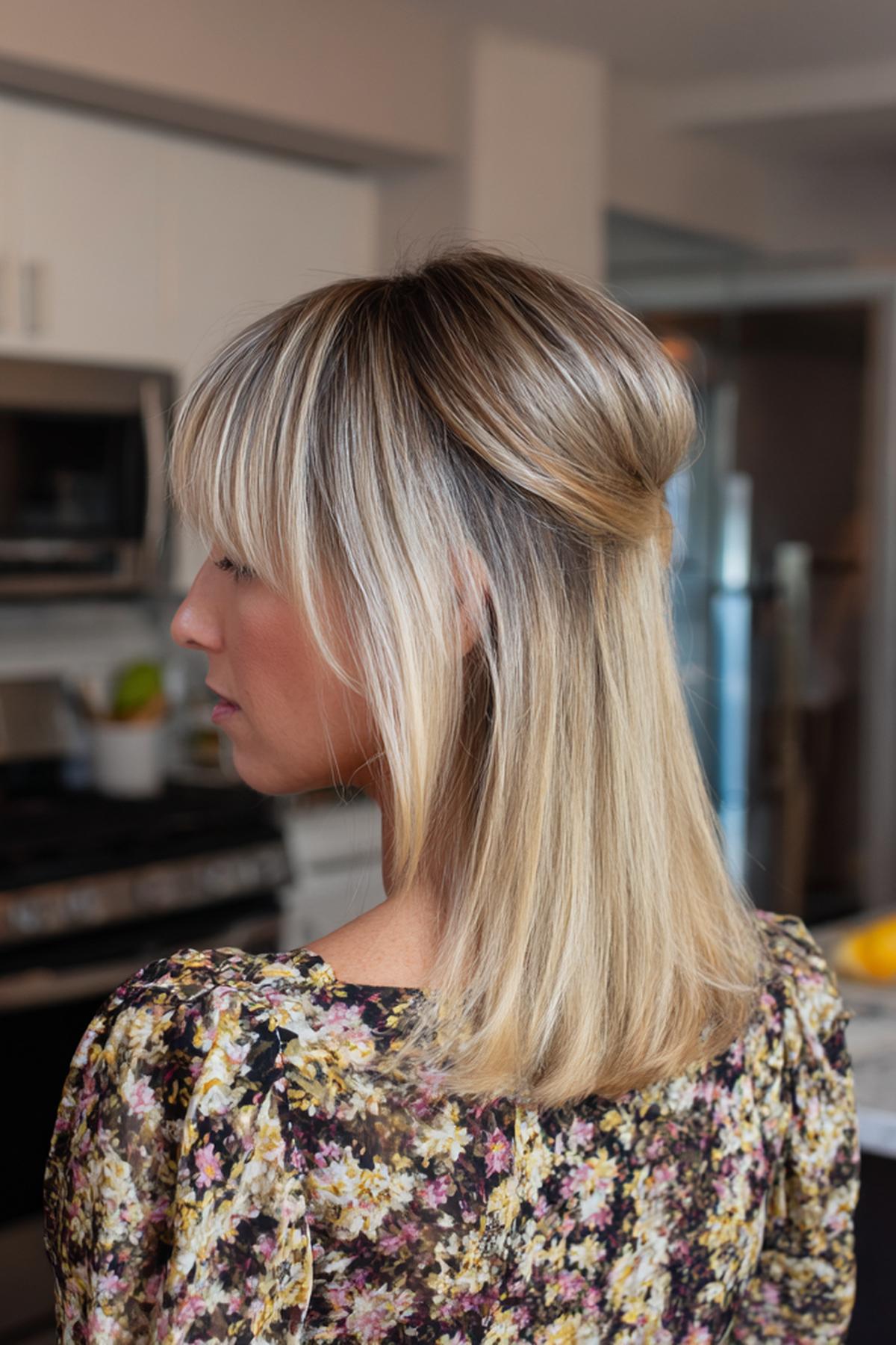 Blunt Bangs Straight Blonde Hair