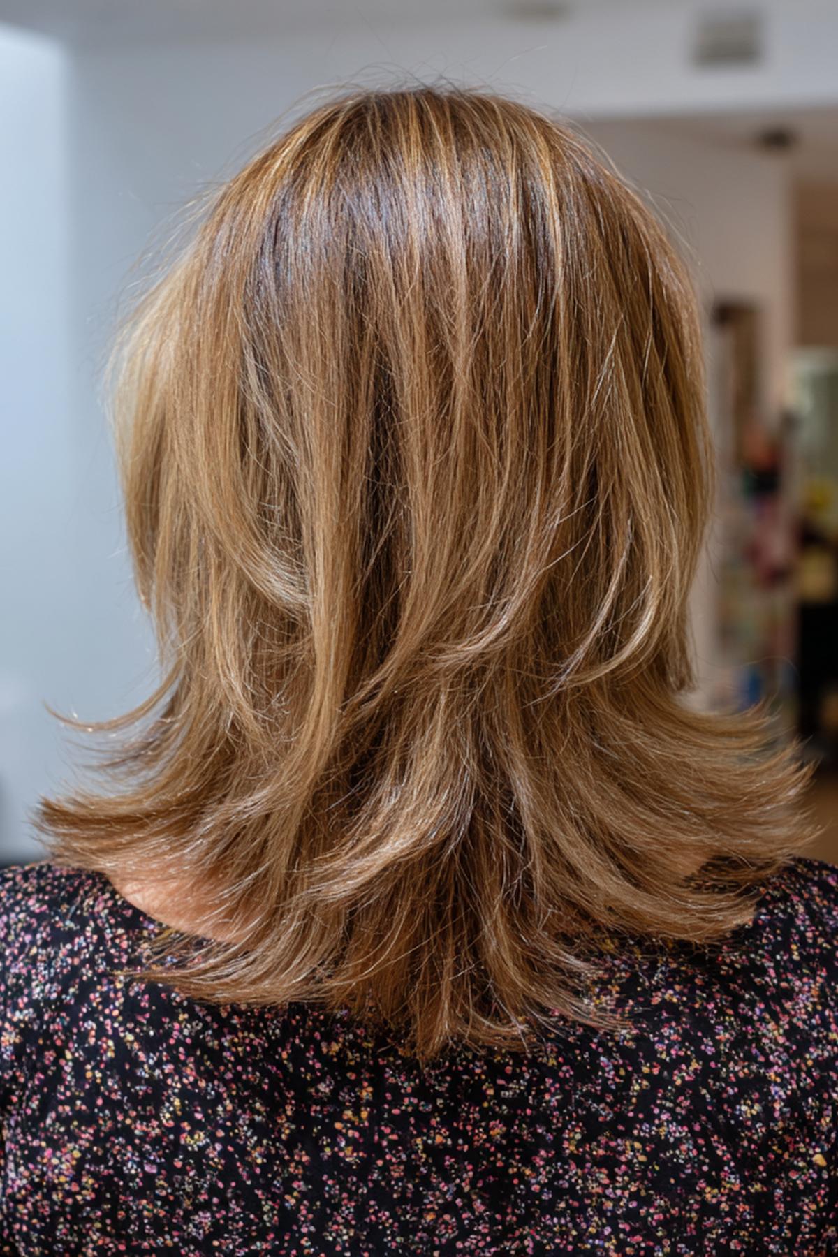 Back View Blonde Layered Ends