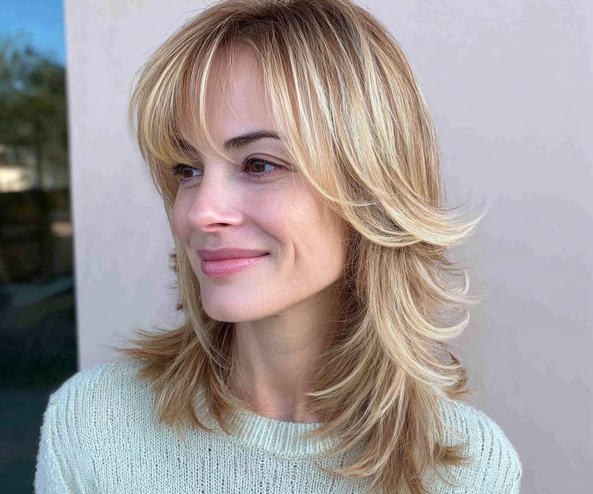 Feathered Medium Blonde Bangs