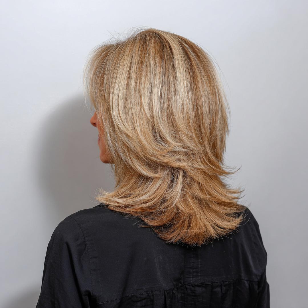 Feathered Medium Layered Blonde
