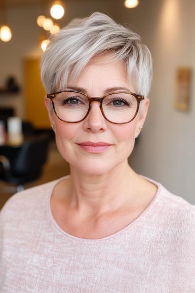 Kurze Frisuren mit Brille ab 50 die wirklich passen