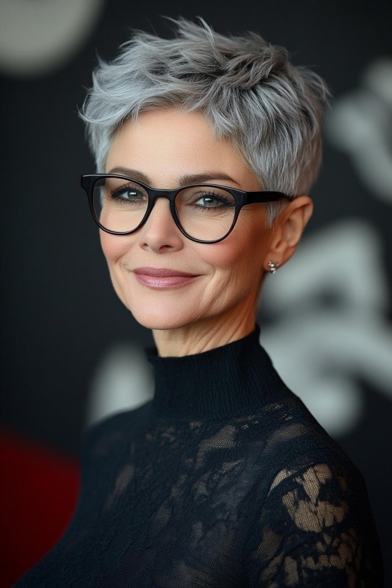 Kurze Frisuren mit Brille ab 50 die wirklich passen
