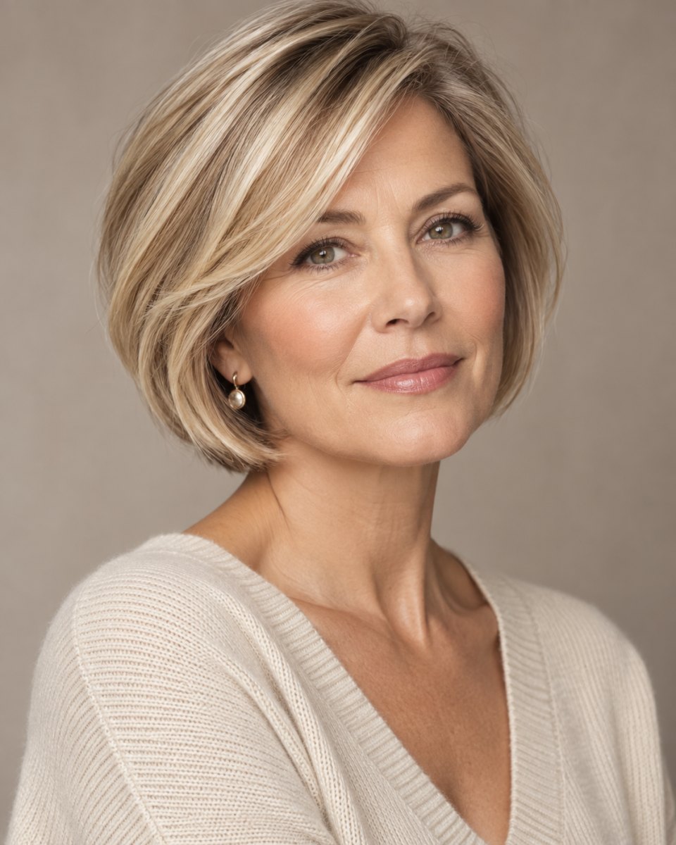 Bob Frisuren feines Haar ab 50 für mehr Volumen Tipps