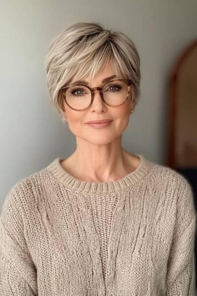Kurze Frisuren mit Brille ab 50 die wirklich passen