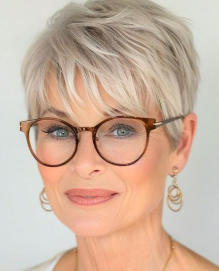 Kurze Frisuren mit Brille ab 50 die wirklich passen