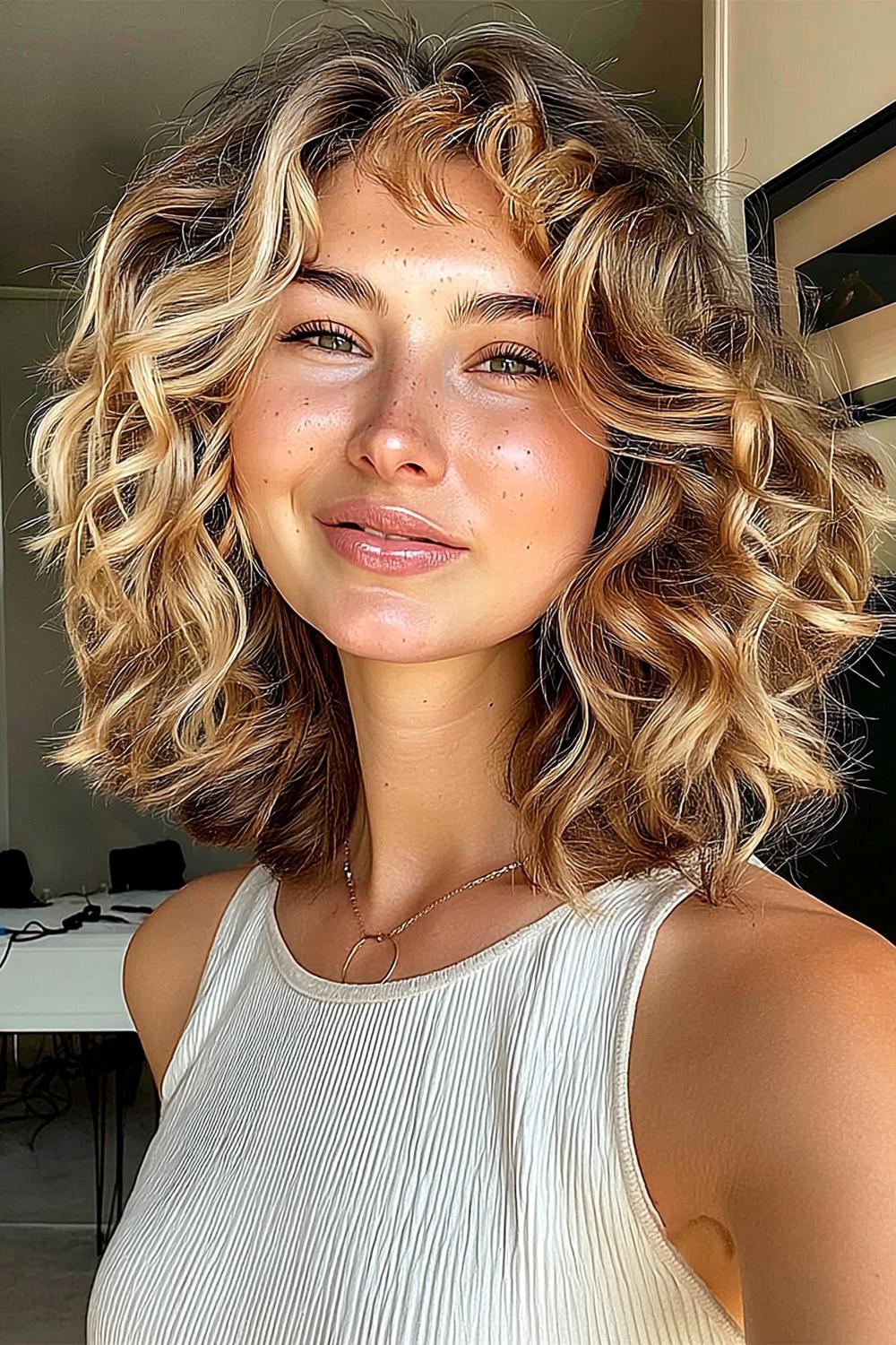 Kurze Locken mit natürlichem Glanz