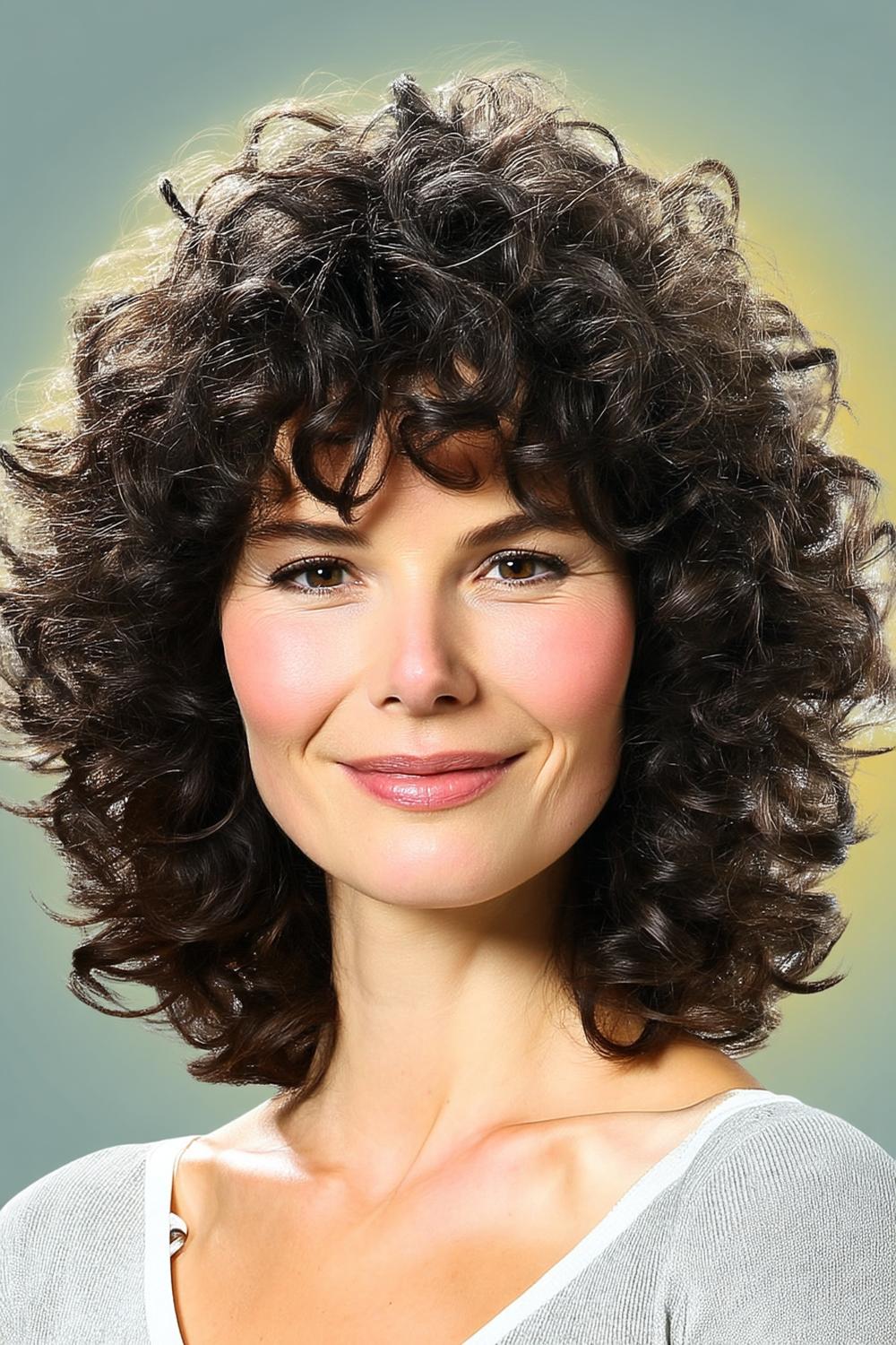 Kurze Spirallocken mit Pony