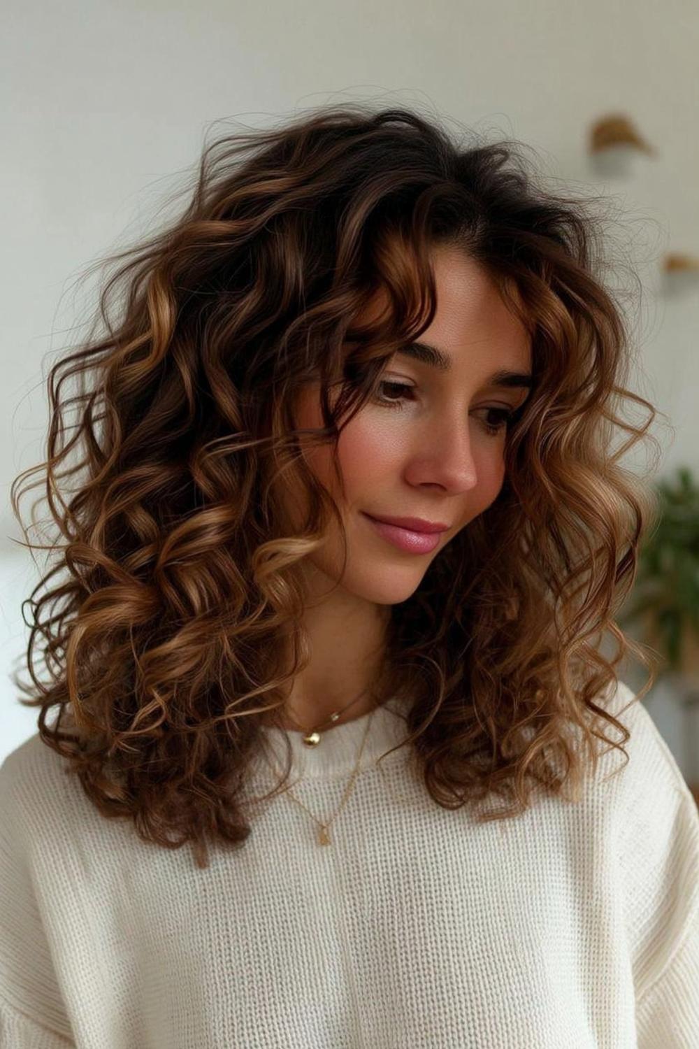 Mittellange Locken mit Pony