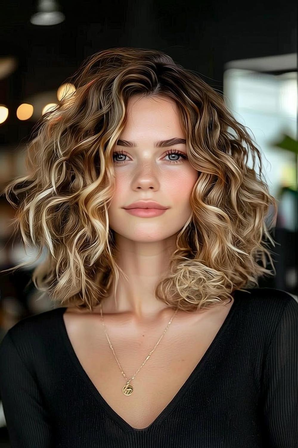 Perfekte Schulterlänge mit Naturlocken