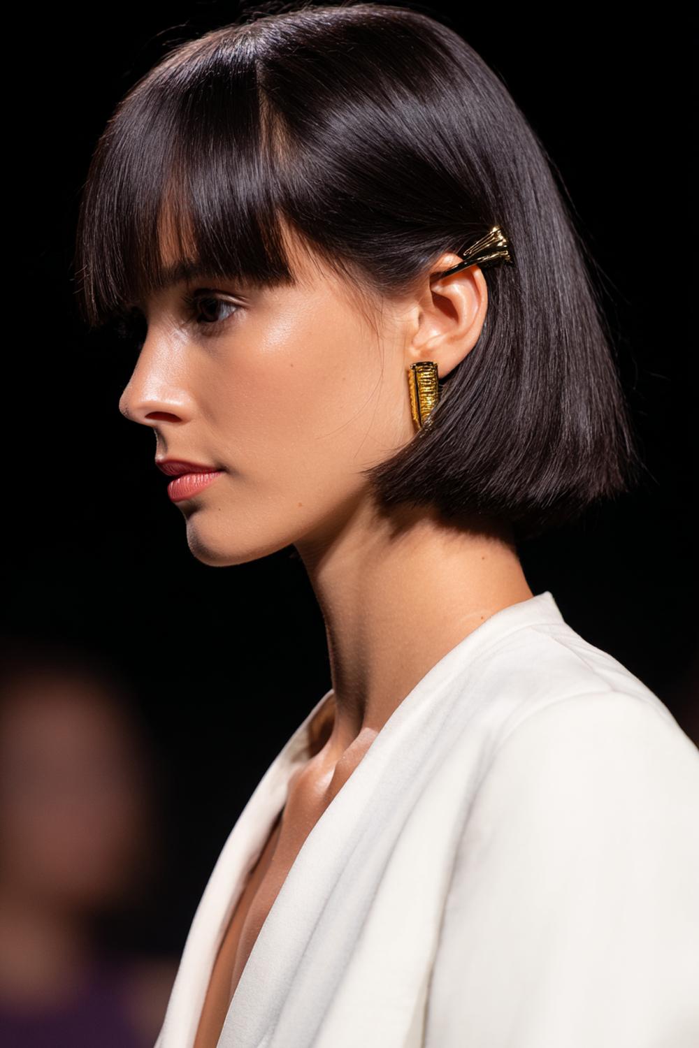19. Minimal Hair Looks 2026: Nasser Sleek-Bob mit Seitenscheitel und Clip