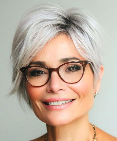Kurze Frisuren mit Brille ab 50 die wirklich passen