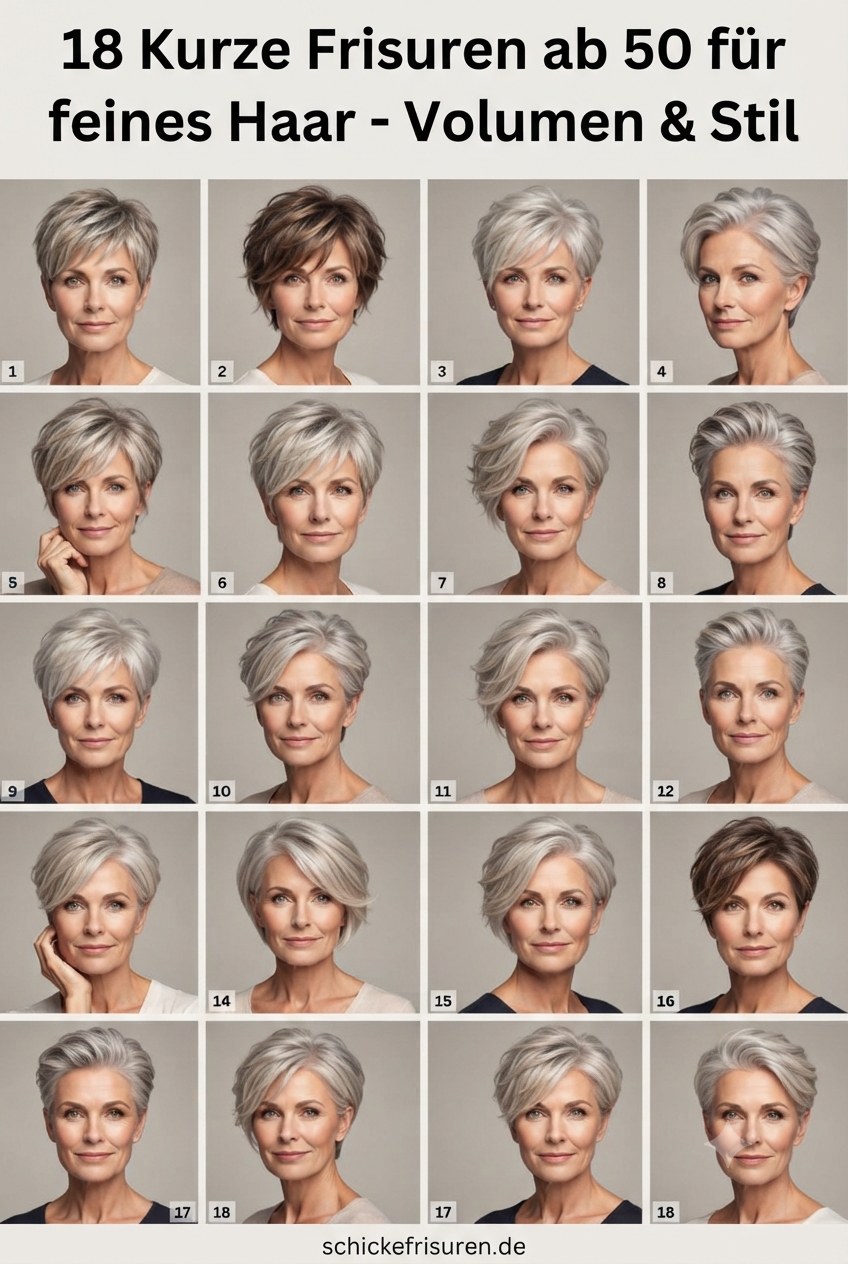 18 Kurze Frisuren ab 50 für feines Haar - Volumen & Stil