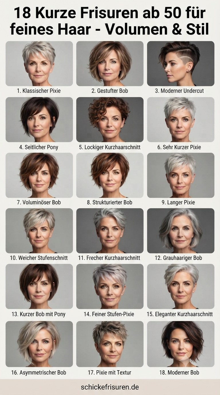 18 Kurze Frisuren ab 50 für feines Haar - Volumen & Stil