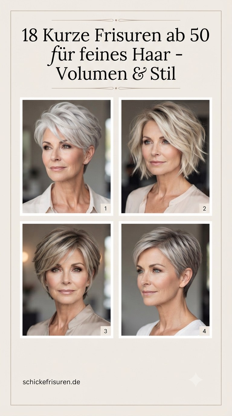 18 Kurze Frisuren ab 50 für feines Haar - Volumen & Stil