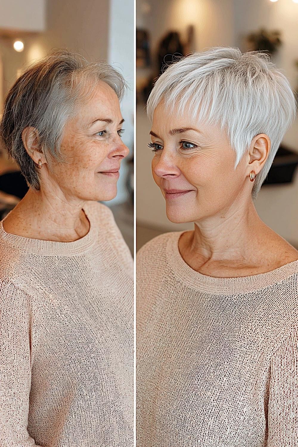 Vorher-Nachher Pixie Transformation