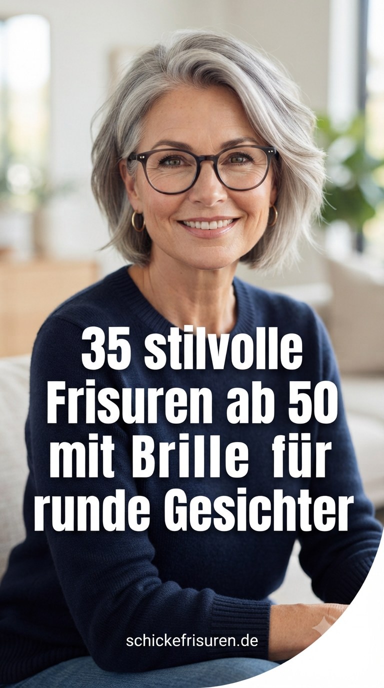 35 stilvolle Frisuren ab 50 mit Brille für runde Gesichter