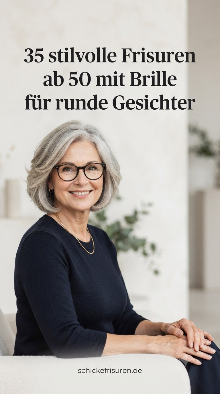 35 stilvolle Frisuren ab 50 mit Brille für runde Gesichter