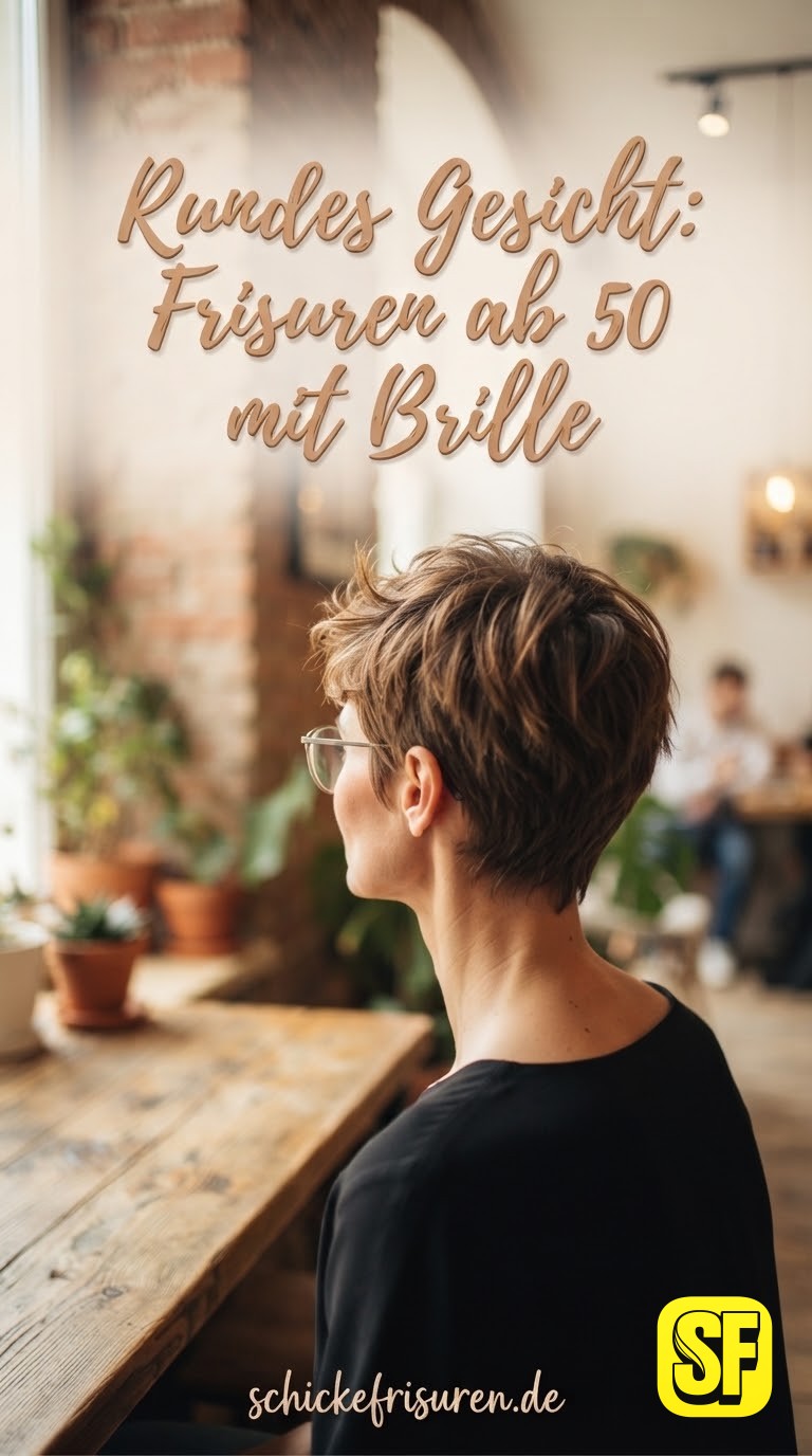 Rundes Gesicht: Frisuren ab 50 mit Brille