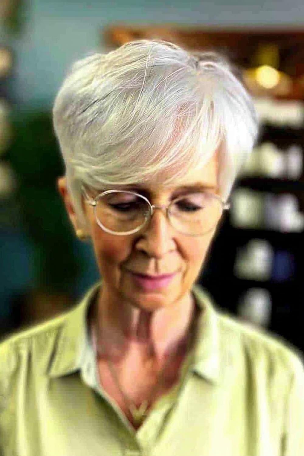 Eleganter Kurzhaarschnitt mit Seitenscheitel