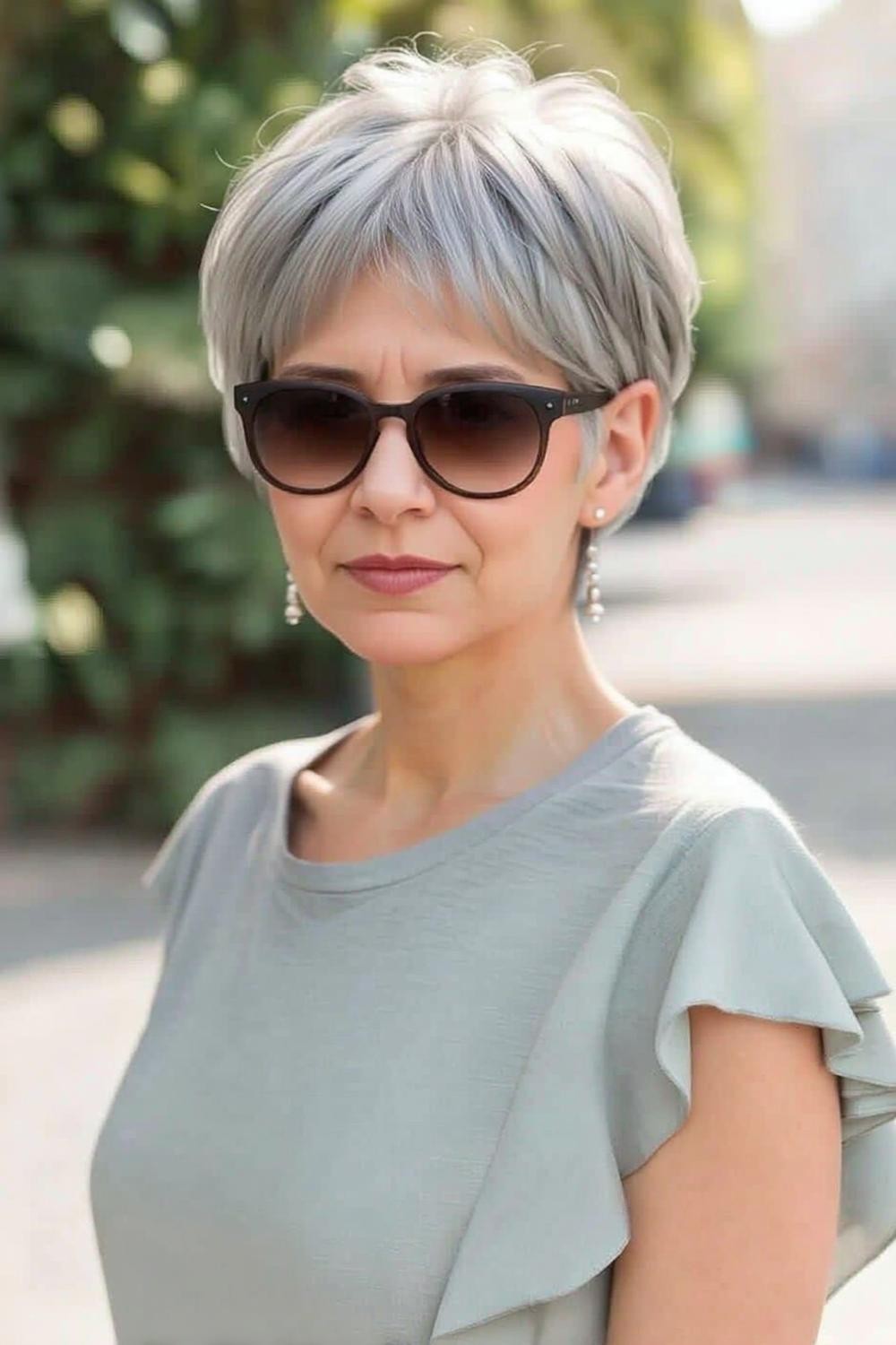 Eleganter Pixie mit Sonnenbrille
