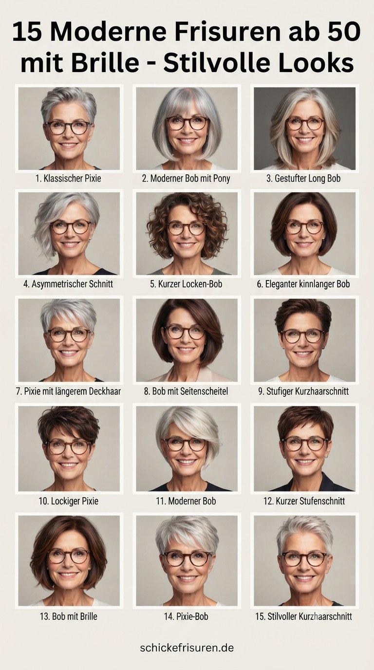 15 Moderne Frisuren ab 50 mit Brille - Stilvolle Looks