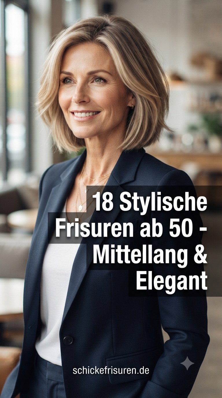 18 Stylische Frisuren ab 50 - Mittellang & Elegant