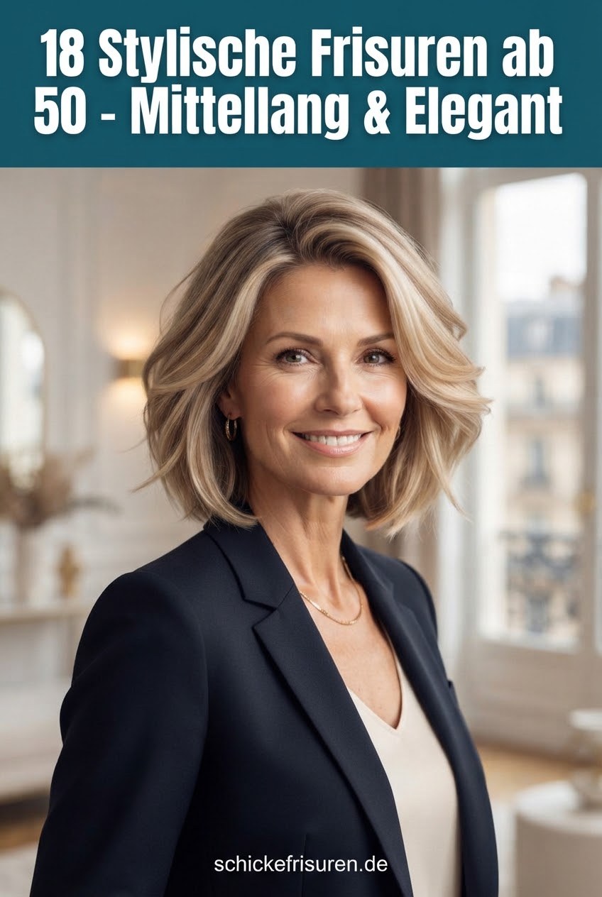 18 Stylische Frisuren ab 50 - Mittellang & Elegant