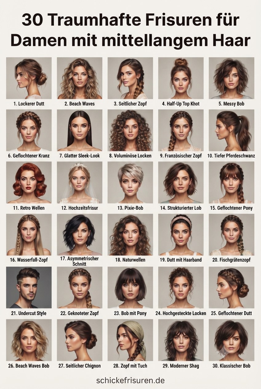 30 Traumhafte Frisuren für Damen mit mittellangem Haar