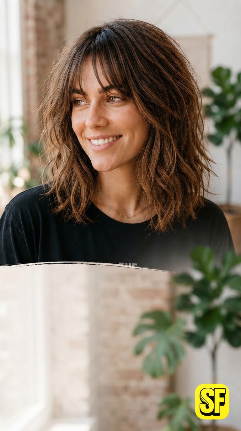 Moderne Stufenfrisuren mittellang mit Pony