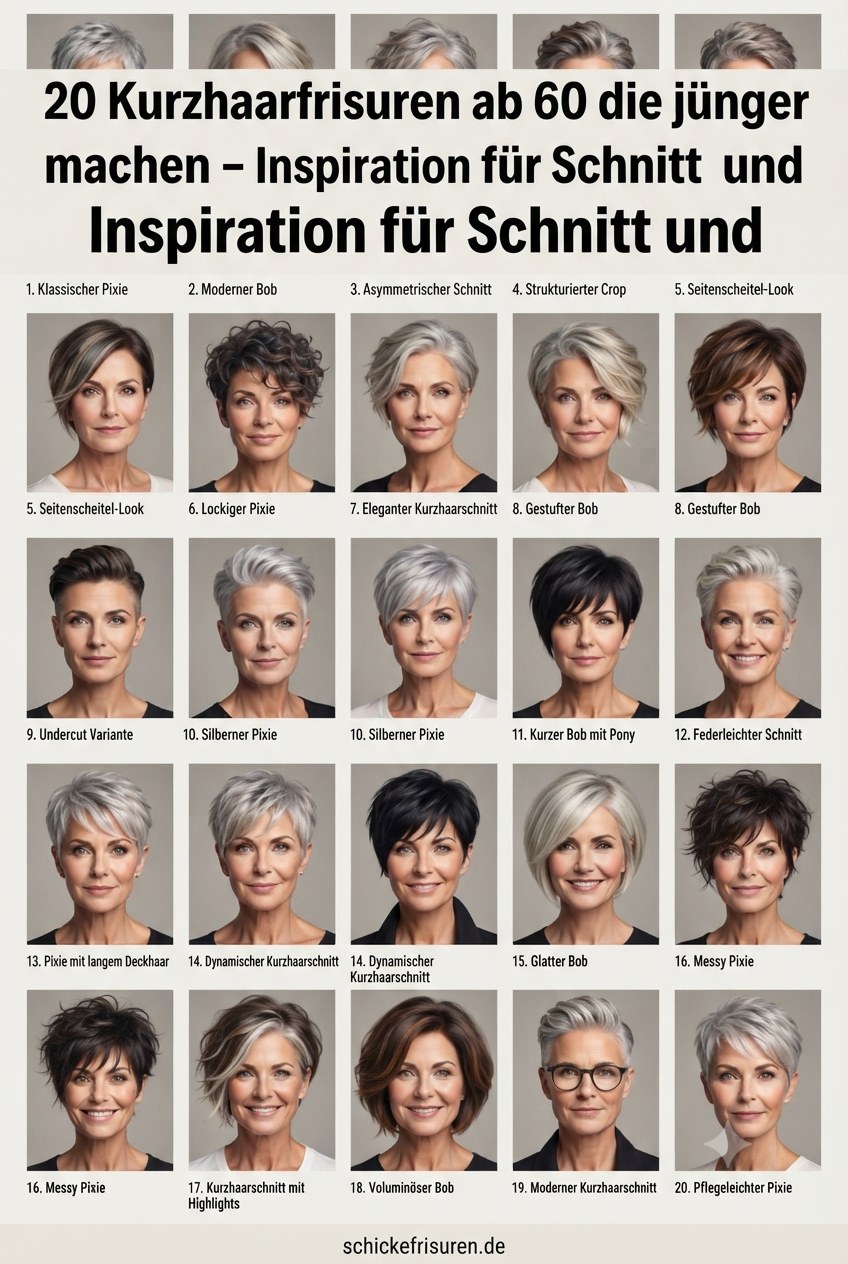 20 Kurzhaarfrisuren ab 60 die jünger machen – Inspiration für Schnitt und Styling
