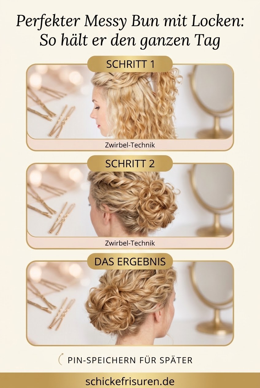 Perfekter Messy Bun mit Locken: So hält er den ganzen Tag