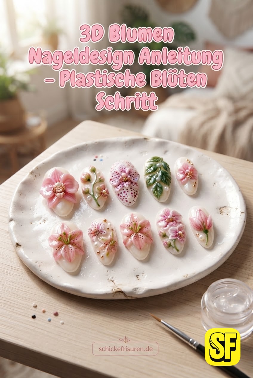 3D Blumen Nageldesign Anleitung - Plastische Blüten Schritt