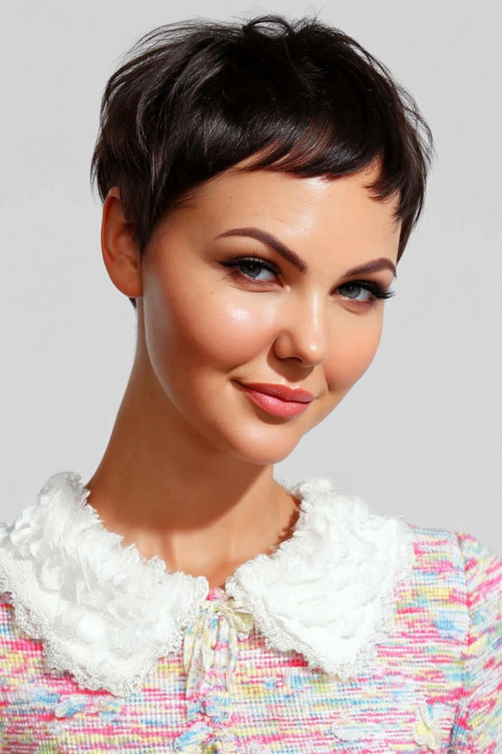 Glatter Brunette-Pixie