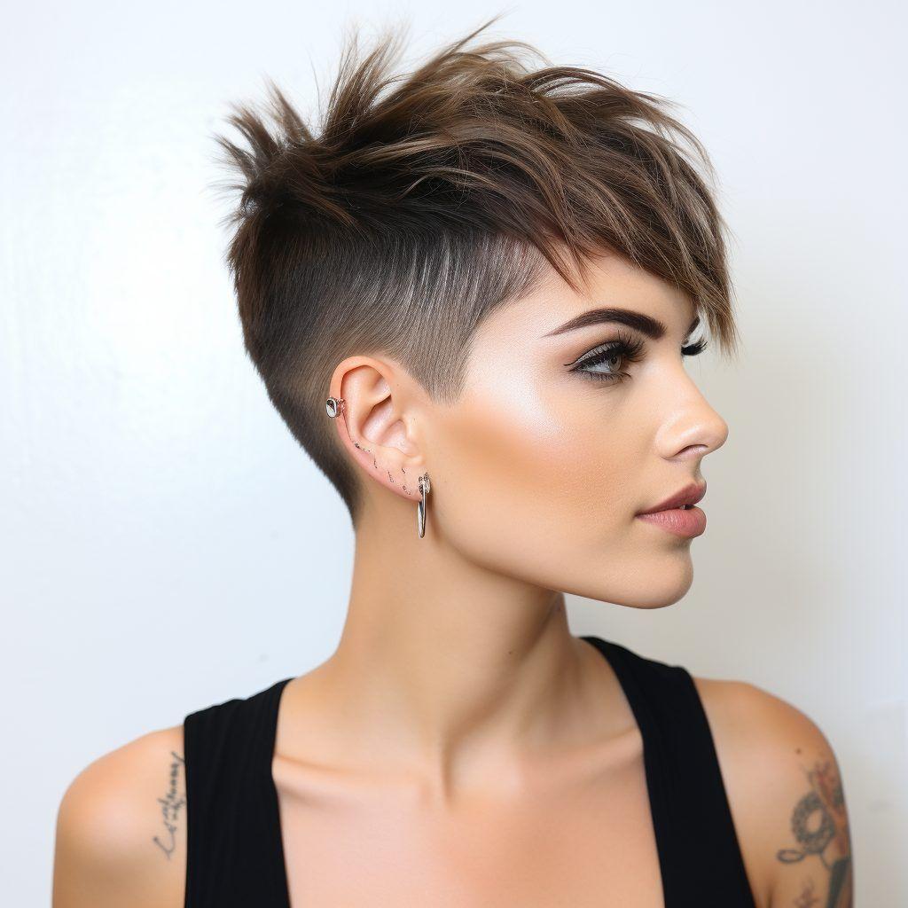 Pixie Undercut kantiges Gesicht